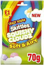 Skittles Squishy Cloudz Sour Sweets Fruit Flavoured Sweets Treat Bag 70g (Box of 14)
