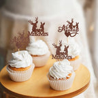 Ercadio 24 Pack Deer Cupcake Toppers - Brown Glitter Deer Head Cupcake Toppers & Picks for Wedding, Birthday, Baby Shower Cake Decoration