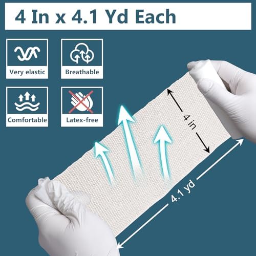 YesBes 32 Pack Gauze Rolls, 4 in x 4.1 Yards, Premium Gauze Wrap Roll for Wounds, Bandage Wrap Rolled Gauzes, Mummy Wraps, Individually Wrapped