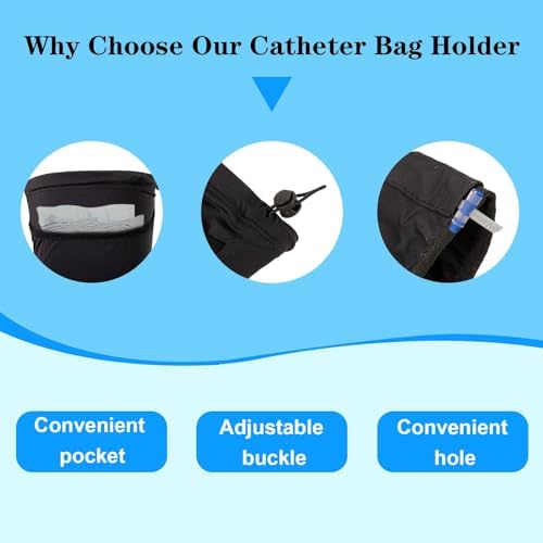 Catheter Leg Bag Holder, Fabric Catheter Sleeves Urine Leg Bag Holder - Adjustable Urinary Drainage Bag Stay in Place Urine Bags for Legs Foley Catheter Bag Holder Strap for Men or Women, 2 Pcs (M)
