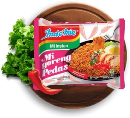 Indomie Mi Goreng Instant Stir Fry Noodles, Halal Certified, Hot & Spicy/Pedas Flavor 2.82 Ounce (Pack of 30)
