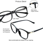 VisionGlobal Blue Light Blocking Glasses for Women Men, Computer Reading, TV Glasses, Stylish Square Frame(Black,+1.25 Magnification)