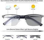 Photochromic Progressive Multifocus Reading Glasses UV Protection Sunglasses Anti Blue Light Transition Sun Readers
