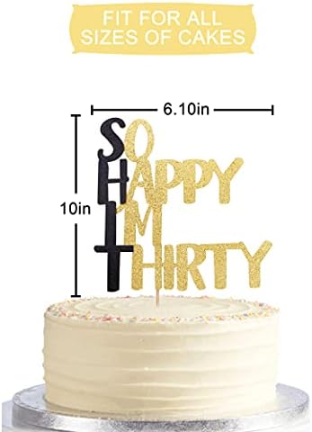 So Happy I'm Thirty Cake Topper - 30th birthday cake topper, Fabulous Birthday Cake Party Decorations.Black men's and women's 30th birthday cake party decoration (single side)