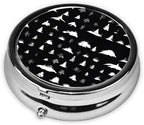 (Black & White Trees) Round Pill Box,3 Compartment Pill Box Mini Decorative Pocket Purse Portable Travel Medicine Tablet Vitamin Holder Organizer Pill Case