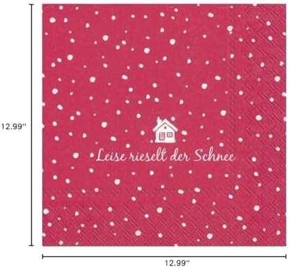 IHR 20 Luxury Christmas Paper Luncheon Napkins- Leise Rieselt Der Schnee (Red)