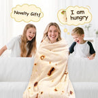 Mermaker Burrito Tortilla Taco Blanket 71 inches for Adult Kids, Realistic Tortilla Throw Blanket Funny Gifts for Women Men Teen Boy Girl, Soft Flannel Food Blanket for Christmas Birthday Gifts-Yellow