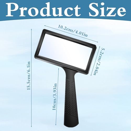 Magnifying Glass for Reading, Rectangle Large Viewing Area Handheld 10X Magnifying Glass Scratch Resistant Glass Lens Magnifier for Seniors Reading Observation Hobbies Repair