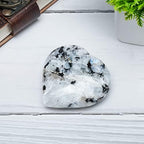 Crocon 50mm Rainbow Moonstone Heart Stone Big Heart Shape Puff Stones Set 450+ Carats Pocket Crystal Healing Tumble Collection Palm Worry Stone Good Luck Charm Meditation Gift Craft Home Decor