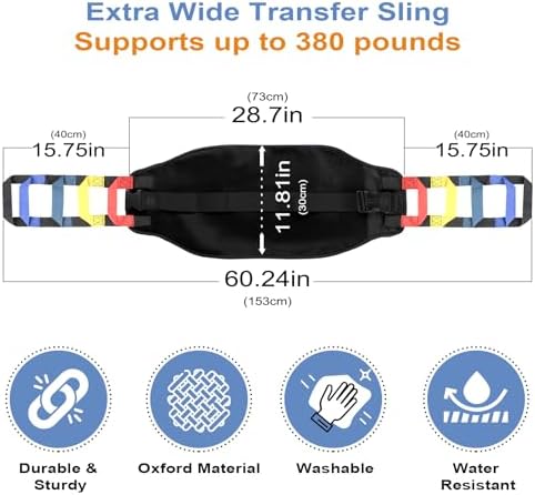 Transfer Sling, Transfer Belt for Elderly, Gait Belts for Seniors, Heavy Duty Patient Lift Belt, Mobility Standing and Lifting Aid for Disabled, Elderly, Injured- Safely Move from Bed and Wheelchair