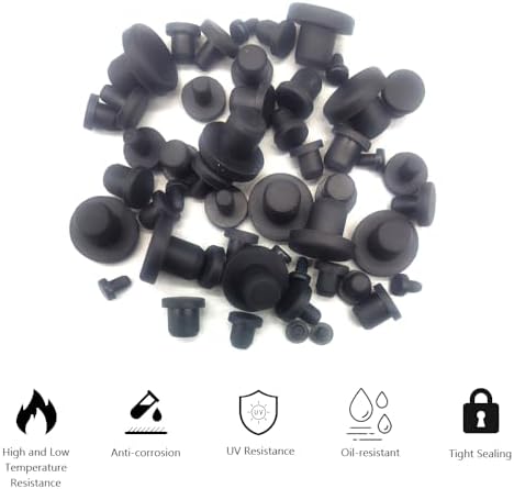 50 PCS Silicone Plugs Rubber Hole Plugs Rubber 1/8" 3/16" 1/4" 5/16" 3/8" Stopper for Round Holes Waterproof Hole End Covers Soft Flexible Stopper Sealing Plugs Pipe Holes Test Tube Plugs