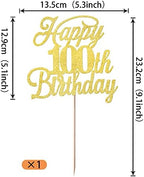 Rsstarxi 1 Pack Happy 100th Birthday Cake Topper Glitter 100 & Fabulous Cheers to 100 Years Old Birthday Cake Pick for Celebrating 100th Birthday Anniversary Party Cake Decorations Supplies Gold