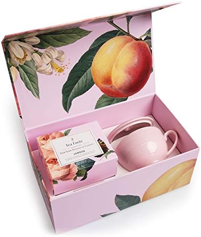 Tea Forte Gift Set with Cafe Cup, Tea Tray, Mini Presentation Box with 10 Handcrafted Pyramid Infuser Tea Bags, Gifts for Mom, Jardin Tea