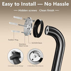 Safety Handle Bar Iron Outdoor Deck Rail Banister Bath Shower Indoor & Outdoor Deck Hand Rail 500LBS Load Capacity Wall Mount Stainless Steel 2 Pack