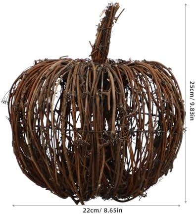 Cabilock Rattan Pumpkin Decoration - Handmade Woven Pumpkin for Fall Decor Ideal for Halloween Party Centerpiece Dark Brown 9.84 X 8.66 X 8.66 Inches
