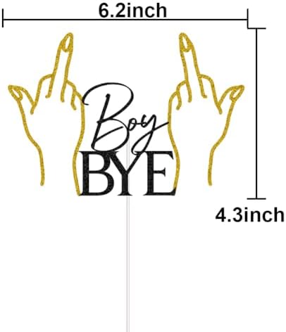 Boy Bye Cake Topper, Divorce/Break-up/Finally Done/Freedom/Single Cake Decor, Divorced Party Decorations Supplies Black & Gold Glitter
