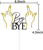 Boy Bye Cake Topper, Divorce/Break-up/Finally Done/Freedom/Single Cake Decor, Divorced Party Decorations Supplies Black & Gold Glitter