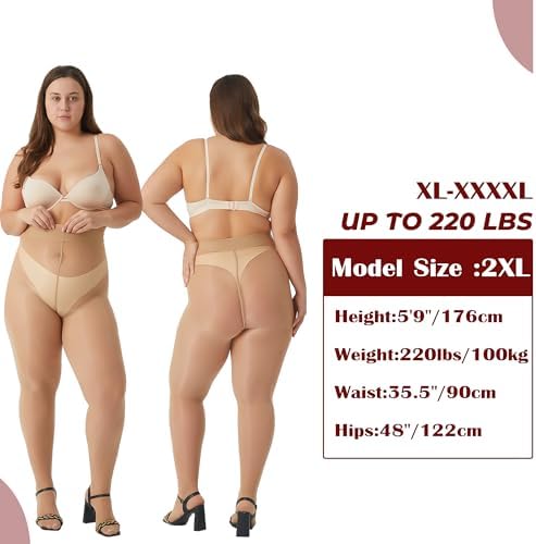 MANZI Women's Plus Size Shimmer Glossy Sheer Tights Seamless Shiny Silk reflections Pantyhose Oil Pearlescent Stockings