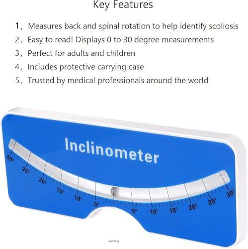 Scoliometer, Portable Device with Spine Contour and Metal Ball Insert for Measuring Spinal Alignment，Measure Spine Slope