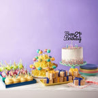 Gyufise 1 Pack Happy 21st Birthday Cake Topper Black Glitter 21 Cake Topper Happy 21 Birthday Cake Decoration for 21st Anniversary Party Decoration Supplies