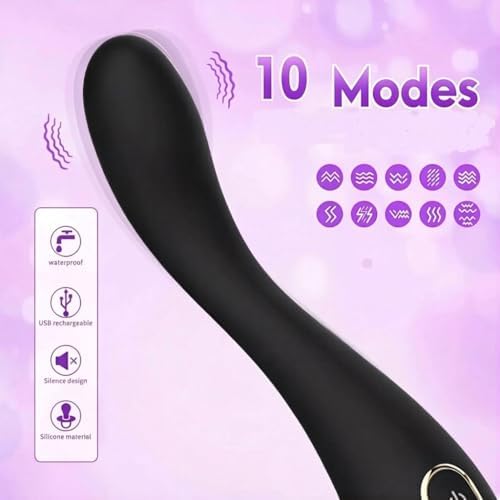 Handheld Electric Back Massager Waterproof, Compact & USB Rechargeable, 10 Powerful Modes for Full Body Muscle Relaxation (Black)