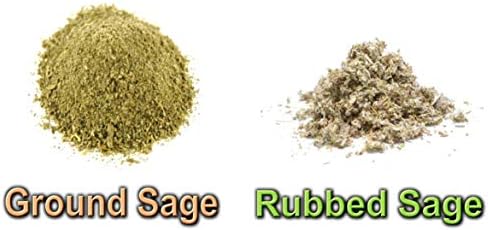 100% Natural Ground and Whole Sage Leaf Herb, Spice, Seasoning, Dried, Leaves, Chushed, Rubbed, Kosher Gluten-Free Non GMO (Whole Rubbed Sage, 4 oz)