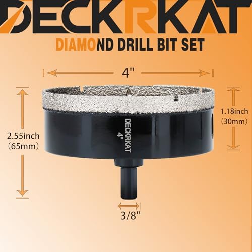 4 inch Diamond Hole-Saw Bits with Pilot Drill Bit -4" Diamond Tipped Tile Hole Saws with Guiding Bit Accurate Drilling for Porcelain Tile Ceramic Pottery Granite Stone Glass Bottles 102mm.