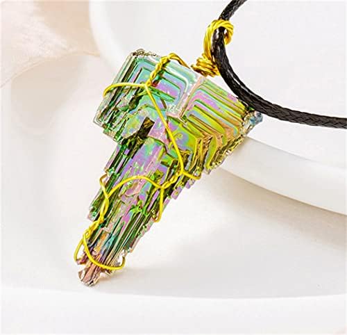 Natural Crystal Meteorite Necklace, Gold Irregular Lab Czech Meteorite Stone Pendant Energy Stone, Healing Natural Gemstone Pendant for Protection and Healing