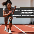 Kinesiology Tape, Precut Athletic Sports Tape 40 Strips (2 Rolls), Waterproof Breathable Muscle Tape for Pain Relief & Joint Support