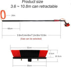 Window Cleaning Poles, Water Fed Pole Kit, Outdoor Window Solar Panel Cleaning Brush and Pole, Conservatory Reach Telescopic Brush, with 20M Water Supply Hose(30cm Head,36FT/10.8M)
