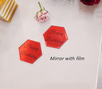 Set of 12pcs Hexagon Cake Topper Disc, Happy Birthday Mirror Acrylic Cake Discs, Topper Decor for Cupcake,Mini Acrylic Cake Toppers (Red Mirror)