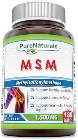 Pure Naturals MSM (Methylsulphonylmethane) Supplement | 1500 Mg Per Serving | 180 Tablets | Non-GMO | Gluten-Free | Made in USA
