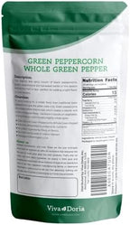 Viva Doria Green Peppercorns, Whole Green Pepper, Steam Sterilized, 4 oz (85 g) For Grinder Refill