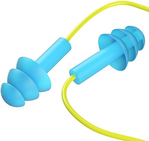 Bememo 6 Pairs Reusable Corded Earplugs Noise Reduction Silicone Ear Plugs with Case Waterproof Earplugs Sound Blocking Hearing Protection for Shooting Sleeping Snoring Swimming Study Sports