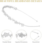 4 Pcs Rhinestone Headbands, Bridal Wedding Headband, Crystal Flower Girl Headpiece, Goddess Leaves Crown Metal Hair Band, Fairy Hair Accessories for Women, Prom Tiaras for Birthday Party