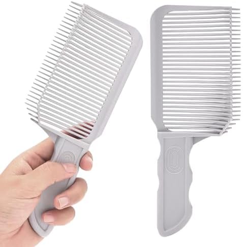 EMVANV Barber Fade Combs, 2pcs Professional Hair Cutting Comb Curved Positioning Hair Cutting Comb Curved Positioning Clipper Comb Haircut Fade Combs for Home Salon(Gray)