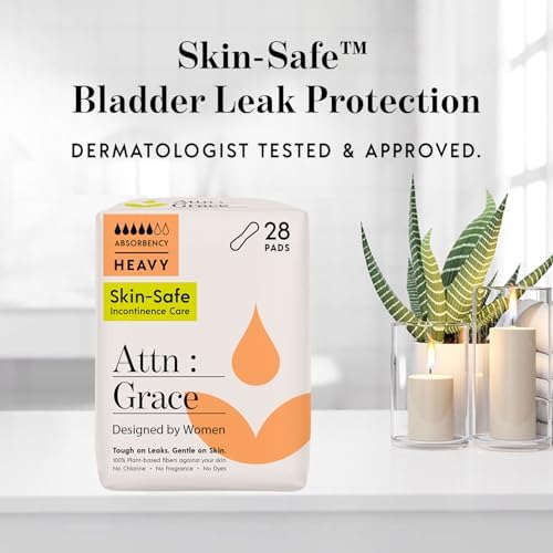 Attn: Grace Heavy Incontinence Pads for Women, 28-Pack - Plant-Based, High Absorbency, Breathable - Incontinence Pads for Heavy Bladder Leaks & Sensitive Skin