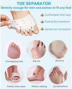2 Pairs Silicone Toe Separators, Bunion Corrector Cushion, Metatarsal Pads, Ball of Foot Cushions, Breathable Soft Gel Foot Cushions for Men Women Straighten Overlapping Toes, Realign Crooked Toes