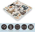 Woodland Raccoon Animals Scale for Body Weight LED Display Sturdy Tempered Glass Digital Bathroom Scale Anti-Slip Highly Accurate Digital Weighing Machine for People 400lb Capacity