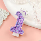 Birthday Number Candles,Purple Crown Birthday Candles for Cake,Glitter Number 1 Candle Cake Topper with Sequins for Anniversary Celebrations Supplies