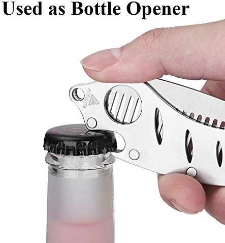 AhfuLife Stainless Steel Metal Hair & Beard Comb, Multifunctional Folding EDC Pocket Comb With Bottle Opener Fits In Keychain - Anti-Static Hair & Beard Care Comb Mustache Comb - Presented in Gift Box