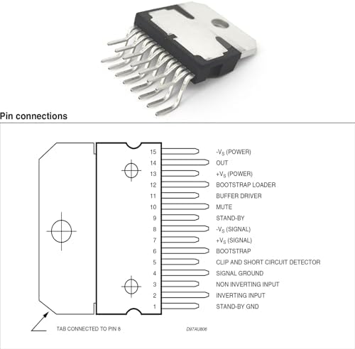 2-Pack TDA7293V & TDA7293 Audio Amplifier IC - 100W 15V/μs Slew Rate ZIP-15 - Compatible with STMicroelectronics & Yamaha Systems - Fixes Protect Overheat Errors