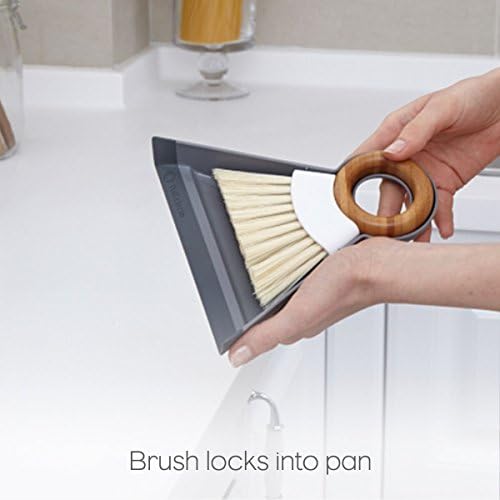 Full Circle and Brush Set, White Tiny Team Mini Dustpan & Tough Stuff All-Purpose Scrub Brush, White 4.45" x 5.12" x 3.82"