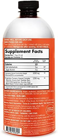 Qunol Liquid Turmeric Curcumin with Black Pepper 1000 Milligram, Supports Healthy Inflammation Response and Joint Support, Dietary Supplement, Extra Strength, 40 Servings, 20.3 fl oz (pack of 1)