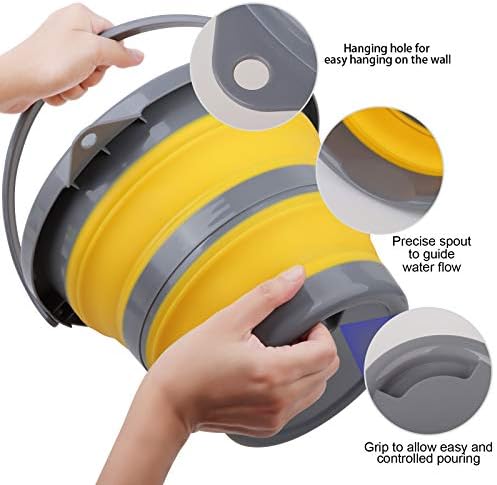 2 Pack Collapsible Plastic Bucket with 1.32 Gallon (5L) Each, Foldable Round Tub, Space Saving Outdoor Waterpot for Garden or Camping, Portable Fishing Water Pail