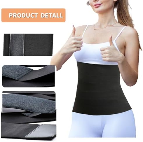 Waist Trimmer Belt for Women Plus Size - Long Torso Tummy Wrap & Postpartum Support, Sweatproof Latex Shaper for Daily Use, Adjustable Gym Slimming with Back Roll Control (Black)