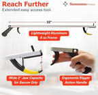 Sammons Preston Reacher, 32" Lightweight Grabber Reacher Tool with Magnetic Tip, Ergonomic Grip & Claw Jaw, Portable Reaching Aid for Seniors, Daily Living & Home Use, Standard Silver