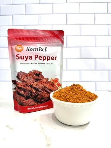 KomBei Suya Spice HOT - Authentic Nigerian Yaji, Premium African Seasoning Powder | Suya Pepper mix for Beef Steak, Chicken, Seafood, Kebabs & BBQ Dry Rub - 7oz (Spicy Hot)