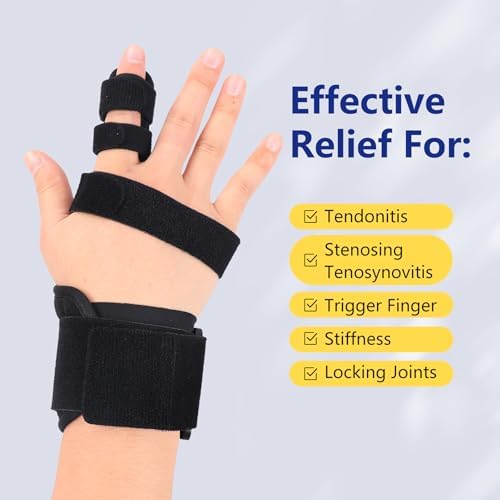 Cozyhealth Full Trigger Finger Splint, Hand and Wrist Brace Support, Adjustable Locking Straightening Immobilizer Treatment For Sprains, Finger Pain Relief, Tendonitis, Arthritis (Medium)
