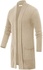 PJ PUAL JONES Men's Shawl Collar Open Front Long Cardigan Ribbed Knit Sweater with Pockets